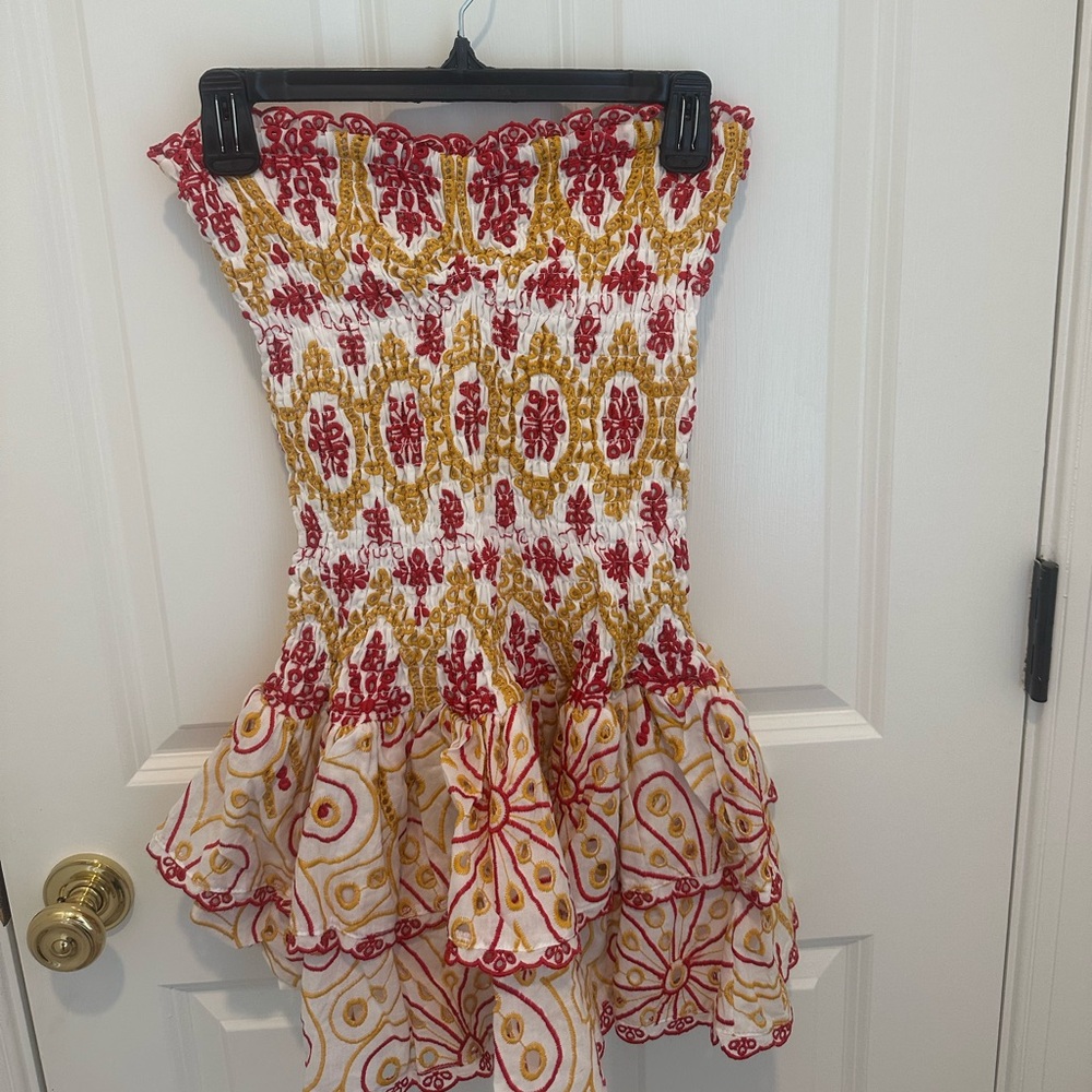 European summer dress, red and yellow